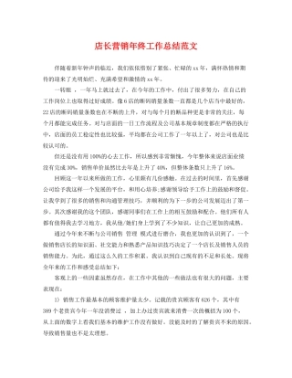 店长营销年终工作总结范文 