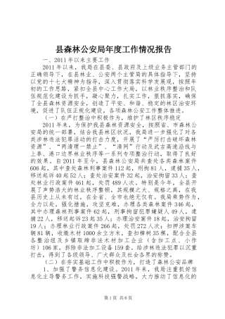 县森林公安局年度工作情况报告