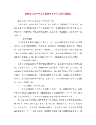 农经中心上半年工作总结和下半年工作计划报告 