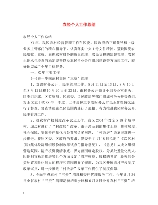 农经个人工作总结 