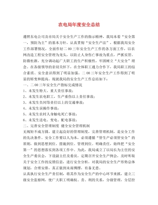 农电局年度安全总结 