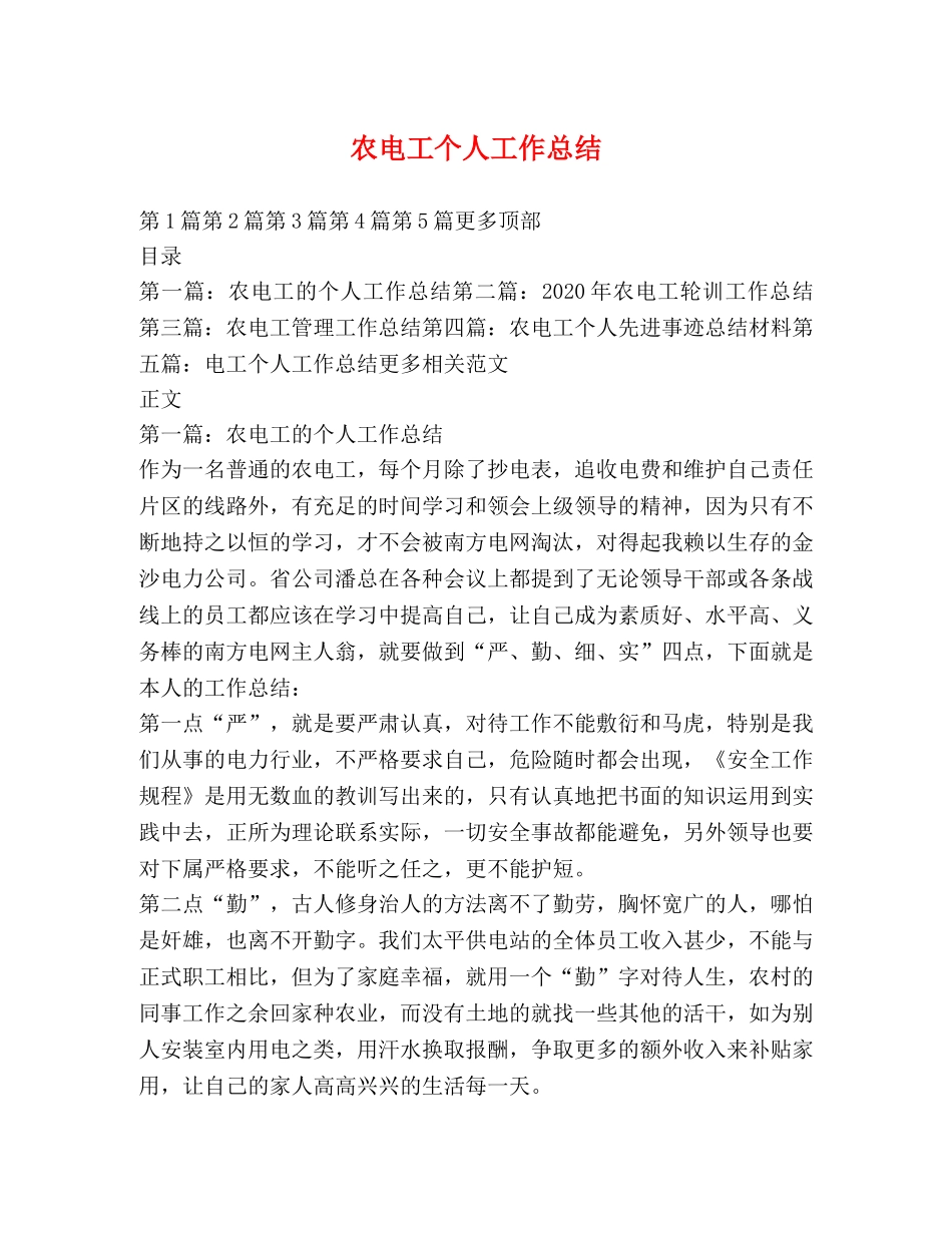 农电工个人工作总结 _第1页
