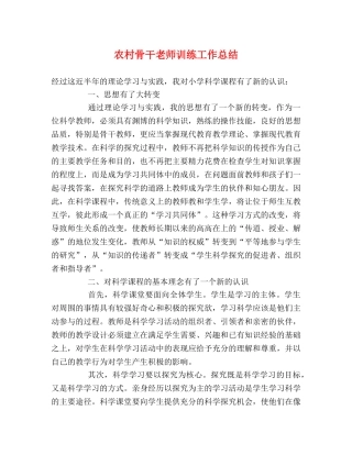 农村骨干老师训练工作总结 