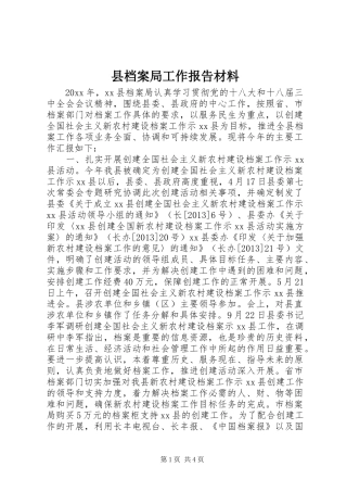 县档案局工作报告材料