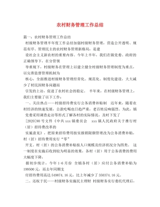 农村财务管理工作总结 