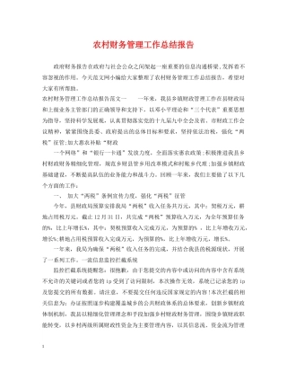 农村财务管理工作总结报告 