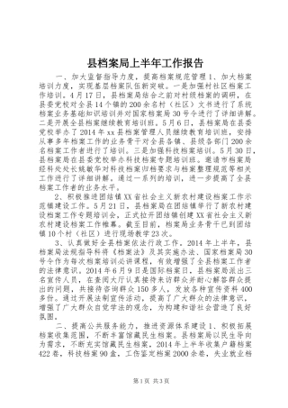 县档案局上半年工作报告