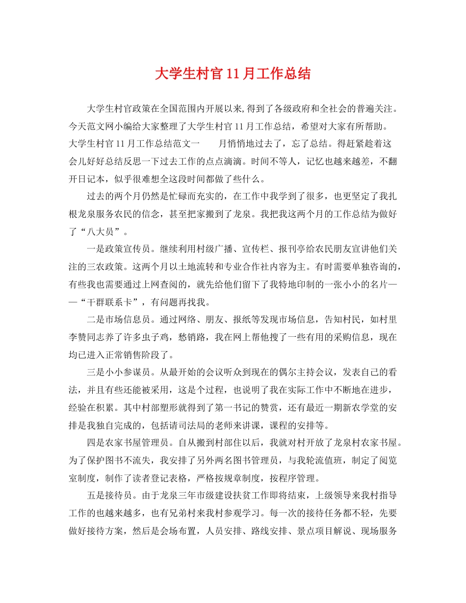 大学生村官11月工作总结 _第1页