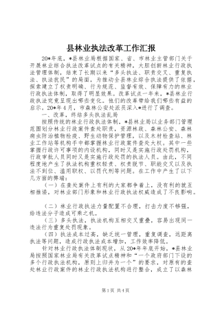 县林业执法改革工作汇报