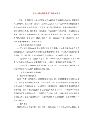 农村村委会年度重点工作总结范文 