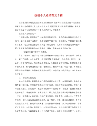 技校个人总结范文3篇 