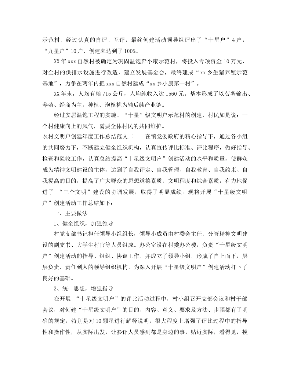 农村文明户创建年度工作总结范文 _第2页