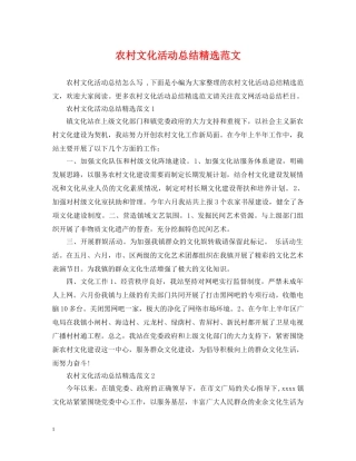 农村文化活动总结精选范文 