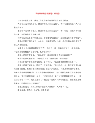 农村故事的小说随笔总结会 