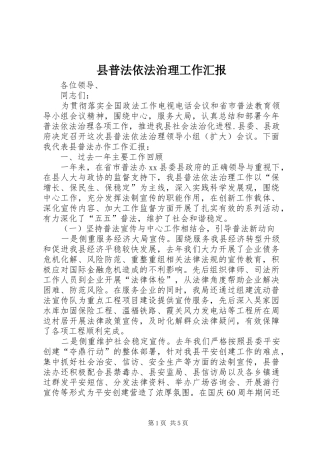 县普法依法治理工作汇报
