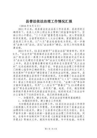 县普法依法治理工作情况汇报