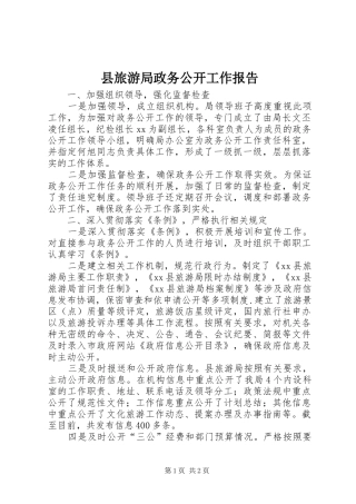 县旅游局政务公开工作报告