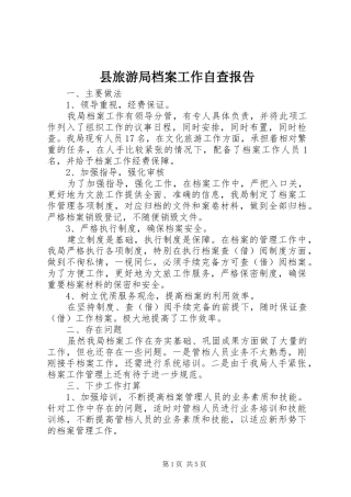 县旅游局档案工作自查报告