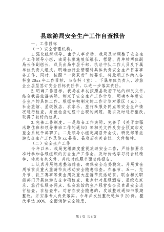 县旅游局安全生产工作自查报告