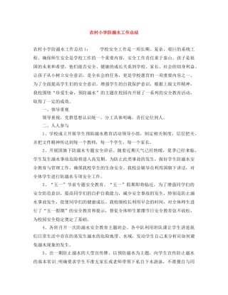 农村小学防溺水工作总结 