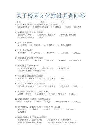校园文化建设调查问卷