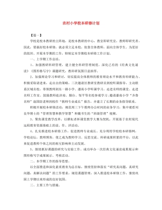 农村小学校本研修计划 