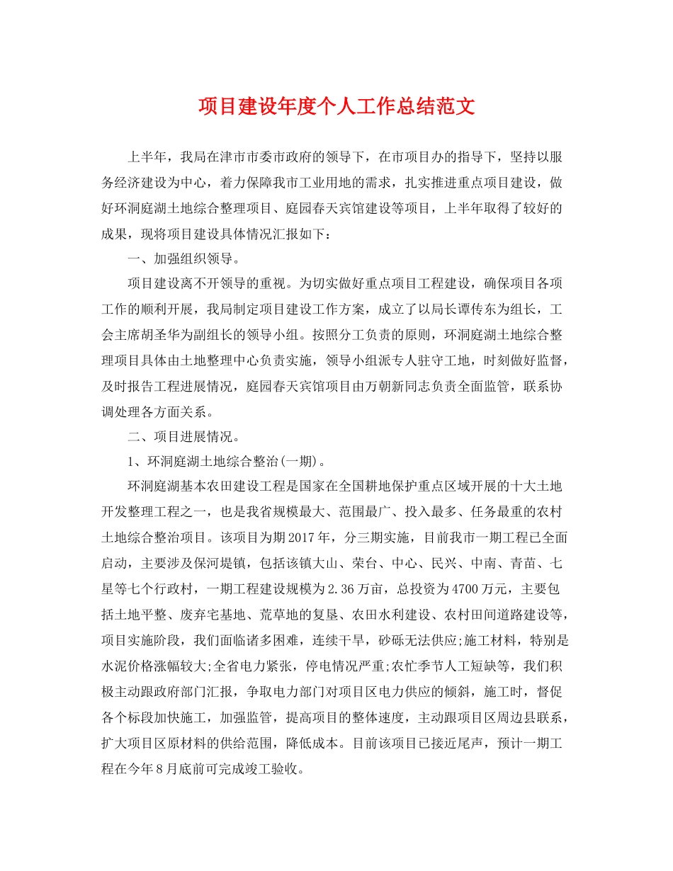 项目建设年度个人工作总结范文 _第1页