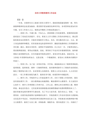 农村小学教育教学工作总结 