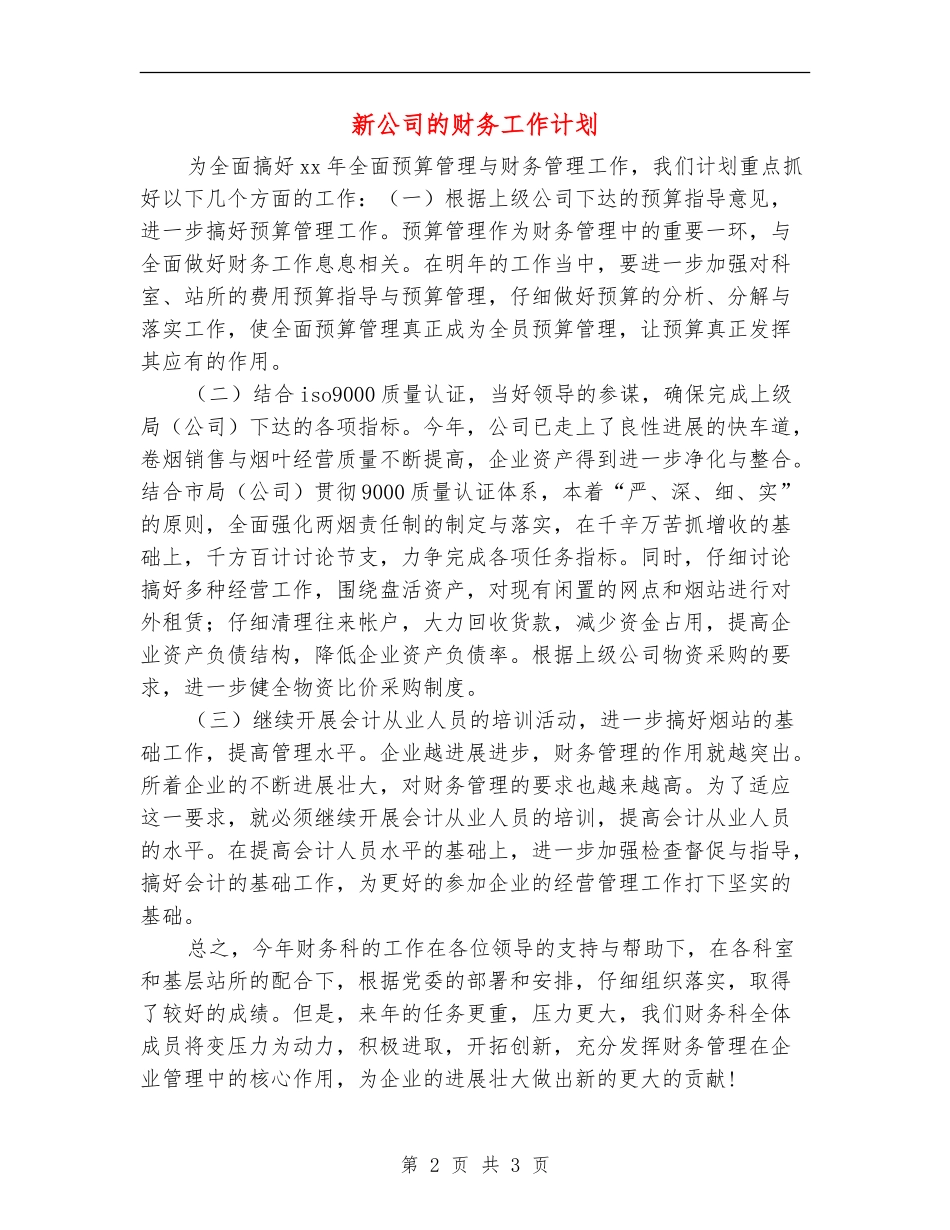 新公司的财务工作计划_第2页