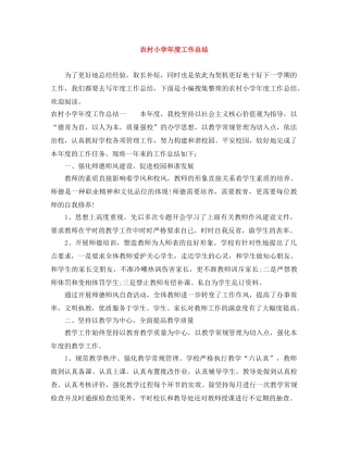 农村小学年度工作总结 