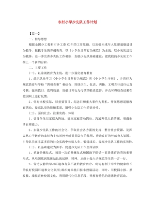 农村小学少先队工作计划 