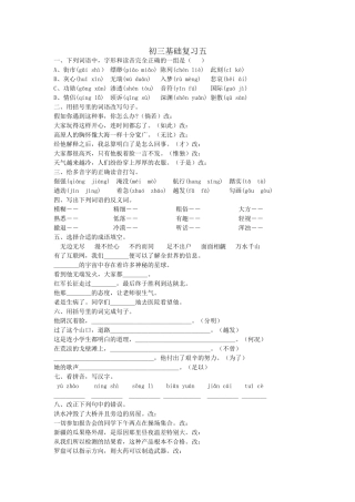 区编汉语文初三基础复习题五
