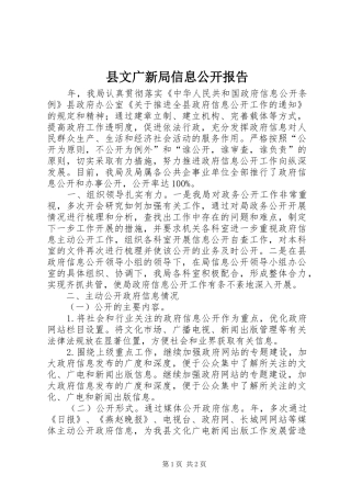 县文广新局信息公开报告