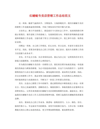 红蜻蜓专卖店营销工作总结范文 