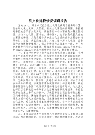 县文化建设情况调研报告