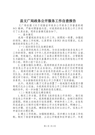 县文广局政务公开服务工作自查报告
