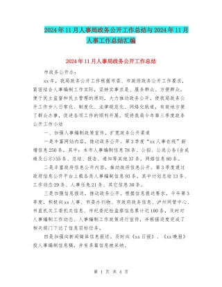 2024年11月人事局政务公开工作总结与2024年11月人事工作总结汇编