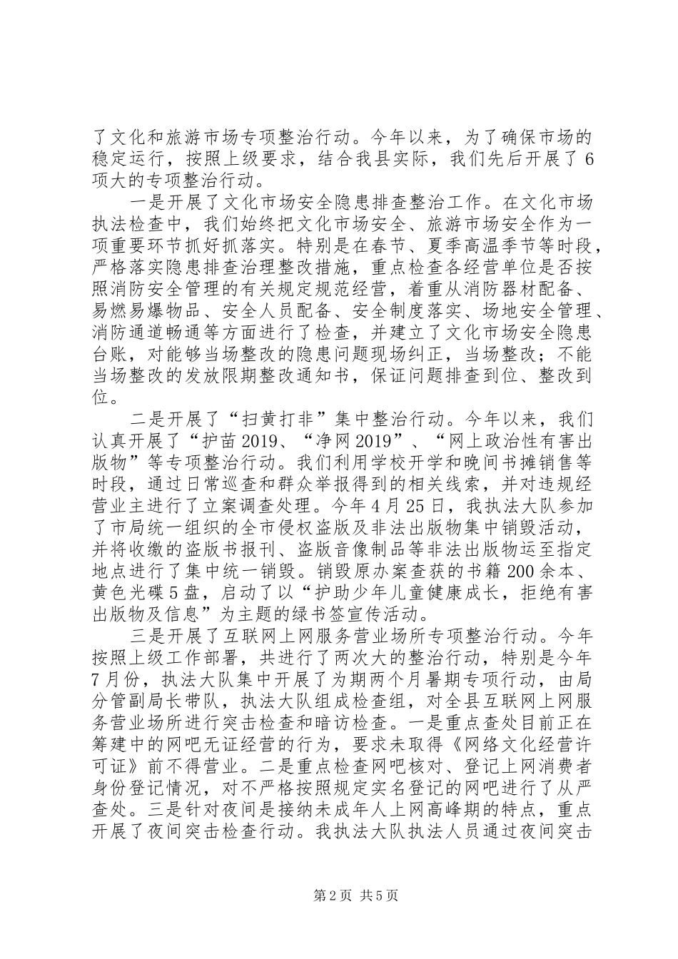 县文化和旅游市场综合执法自查自纠报告_第2页