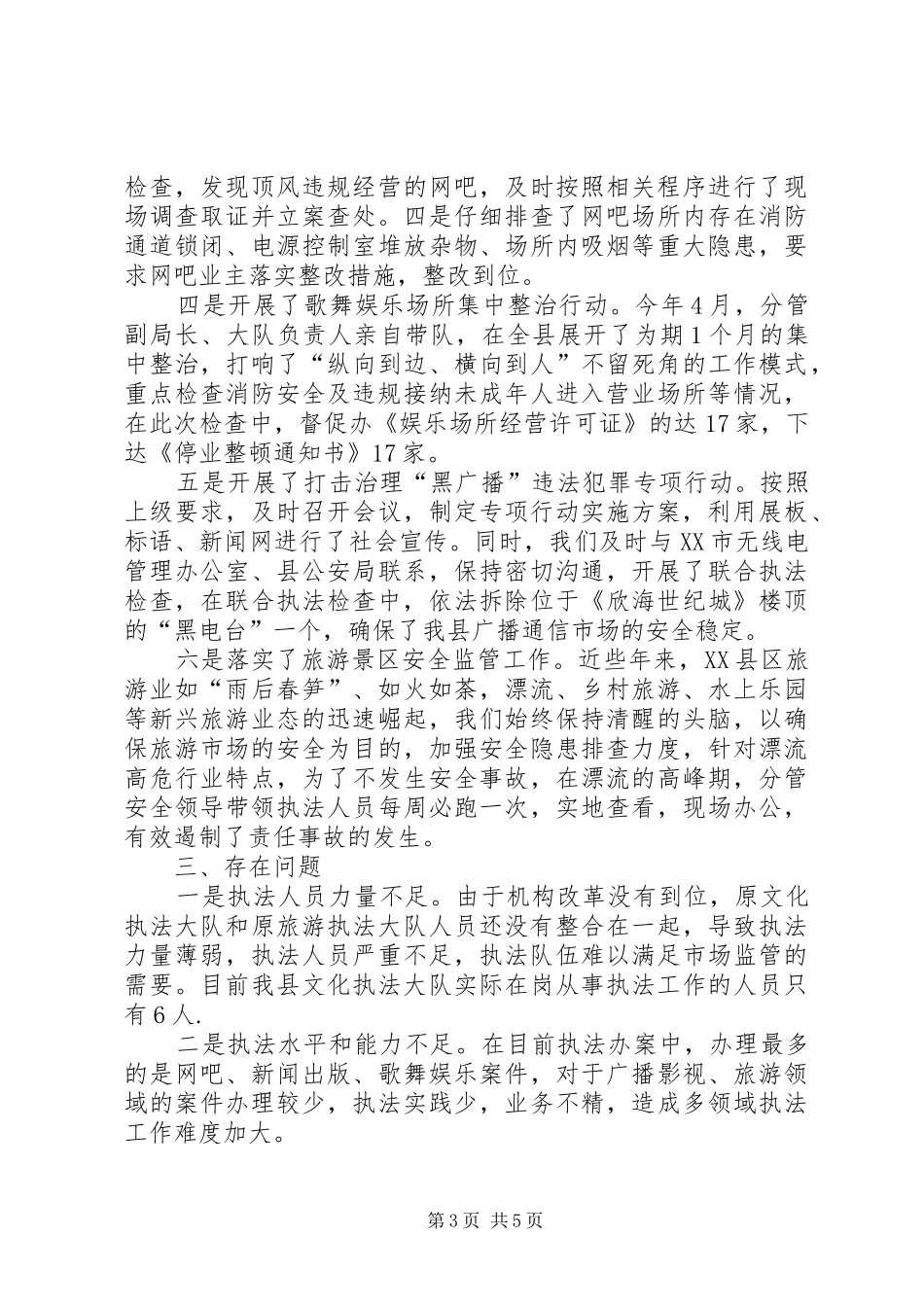 县文化和旅游市场综合执法自查自纠报告_第3页