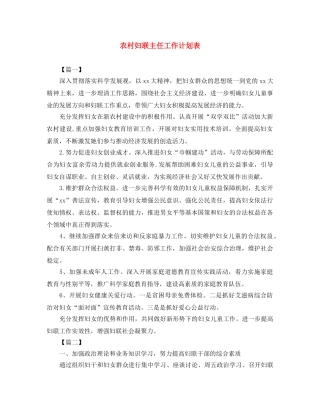 农村妇联主任工作计划表 