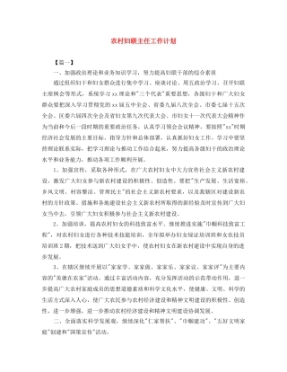 农村妇联主任工作计划 