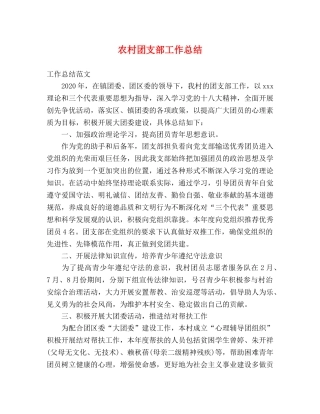农村团支部工作总结 