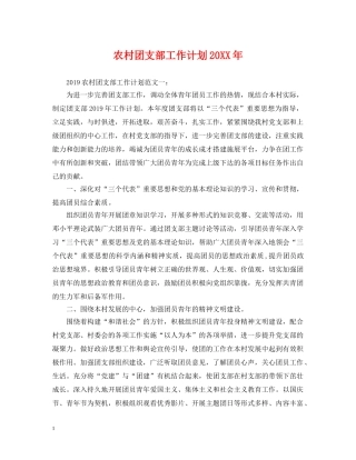 农村团支部工作计划20XX年 
