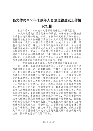 县文体局××年未成年人思想道德建设工作情况汇报