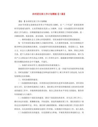 农村团支部工作计划模板【三篇】 