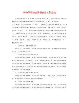 初校综合治理安全工作总结 