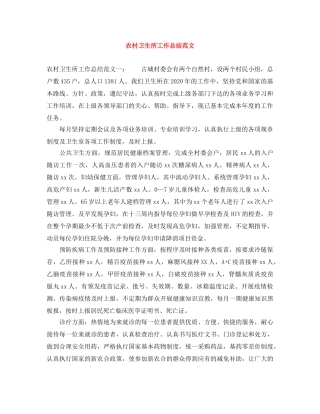 农村卫生所工作总结范文 