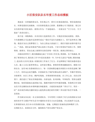 小区保安队队长年度工作总结模板 