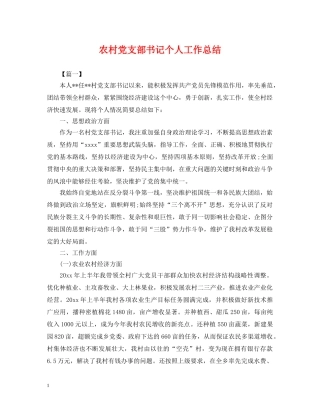农村党支部书记个人工作总结 