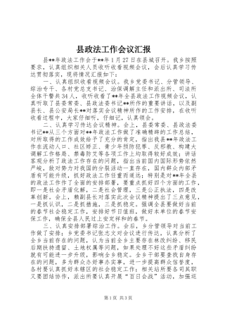 县政法工作会议汇报